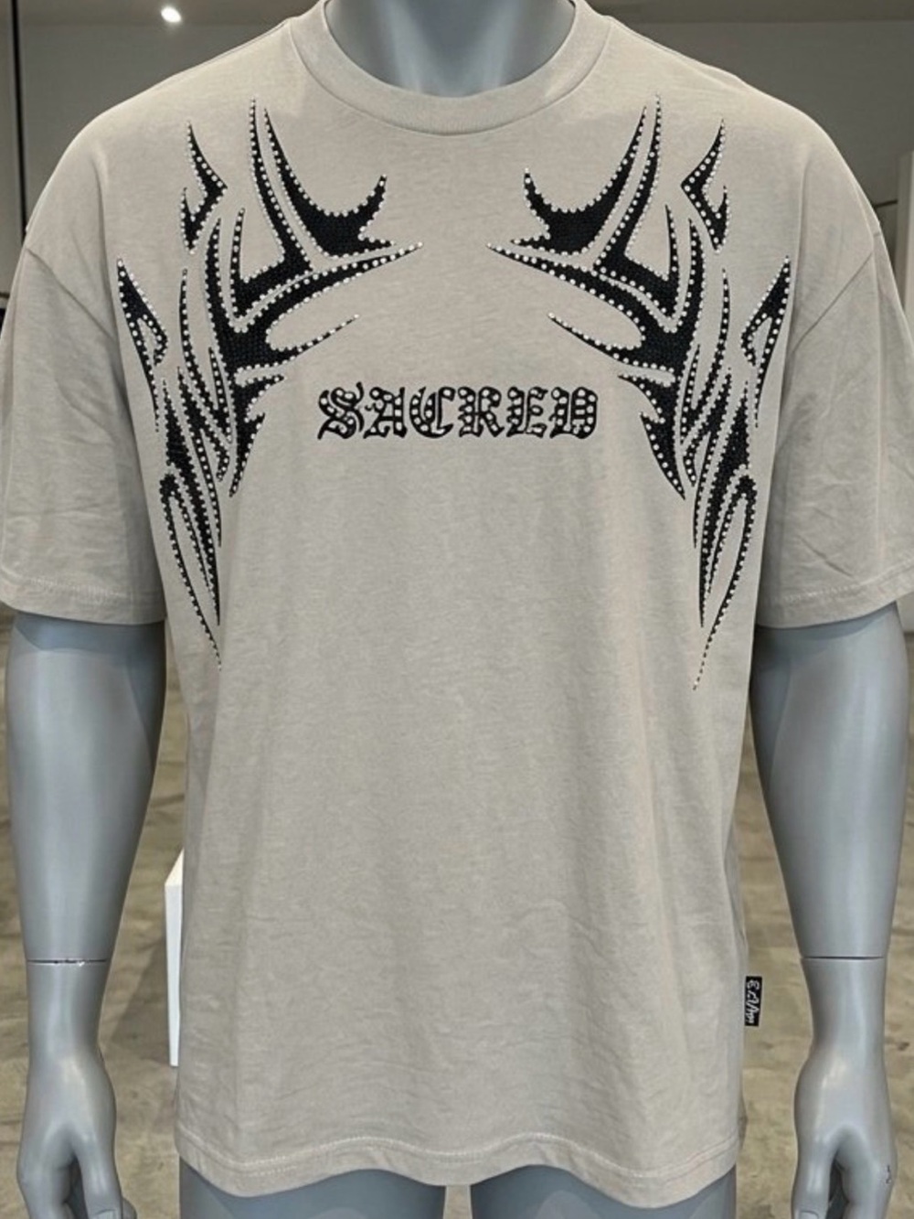 Sacred Tribal Logo Short-Sleeve Tee - Beige/Black